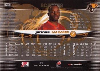 2008 Extreme Sports CFL #19 Jarious Jackson Back