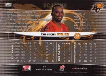 2008 Extreme Sports CFL #22 Barron Miles Back
