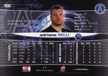 2008 Extreme Sports CFL #27 Adriano Belli Back