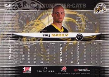 2008 Extreme Sports CFL #46 Ray Mariuz Back