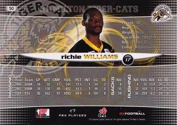2008 Extreme Sports CFL #50 Richie Williams Back