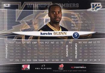 2008 Extreme Sports CFL #58 Kevin Glenn Back