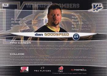 2008 Extreme Sports CFL #59 Dan Goodspeed Back
