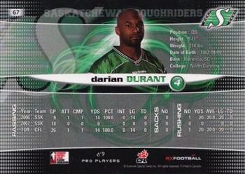 2008 Extreme Sports CFL #67 Darian Durant Back