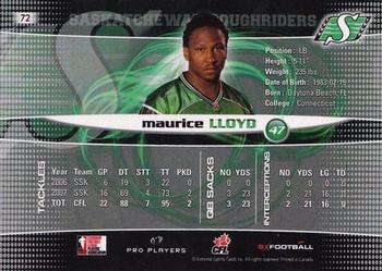 2008 Extreme Sports CFL #72 Maurice Lloyd Back