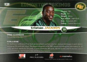 2008 Extreme Sports CFL #81 Tristan Jackson Back