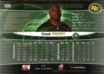 2008 Extreme Sports CFL #82 Fred Perry Back