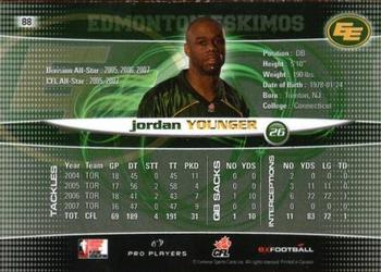 2008 Extreme Sports CFL #88 Jordan Younger Back