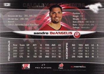 2008 Extreme Sports CFL #91 Sandro DeAngelis Back