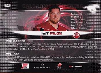 2008 Extreme Sports CFL #96 Jeff Pilon Back