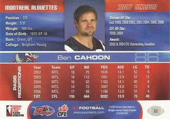 2007 Extreme Sports CFL #2 Ben Cahoon Back