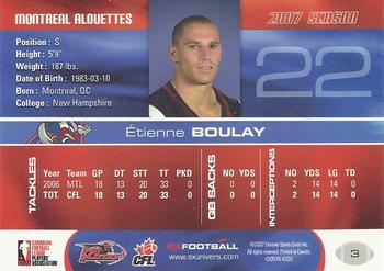 2007 Extreme Sports CFL #3 Etienne Boulay Back