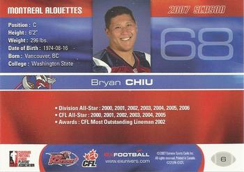 2007 Extreme Sports CFL #6 Bryan Chiu Back