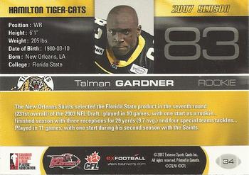 2007 Extreme Sports CFL #34 Talman Gardner Back