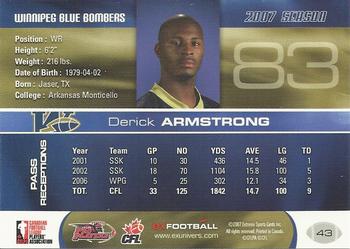2007 Extreme Sports CFL #43 Derick Armstrong Back