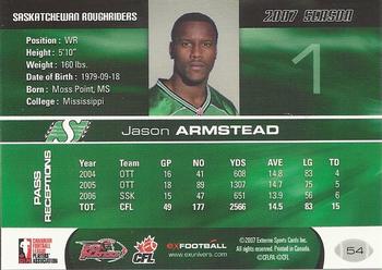 2007 Extreme Sports CFL #54 Jason Armstead Back