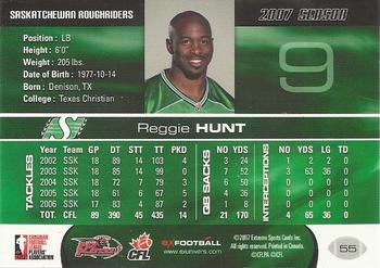 2007 Extreme Sports CFL #55 Reggie Hunt Back