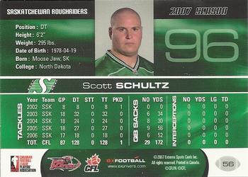 2007 Extreme Sports CFL #56 Scott Schultz Back