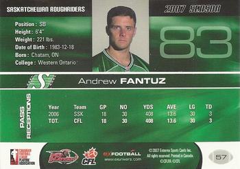 2007 Extreme Sports CFL #57 Andy Fantuz Back