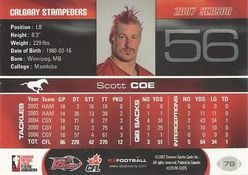 2007 Extreme Sports CFL #79 Scott Coe Back