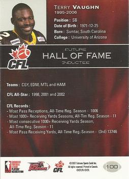 2007 Extreme Sports CFL #100 Terry Vaughn Back