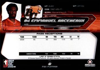 2010 Extreme Sports CFL #155 Emmanuel Arceneaux Back