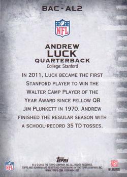 2012 Bowman - Accolades #BAC-AL2 Andrew Luck Back