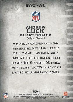 2012 Bowman - Accolades #BAC-AL Andrew Luck Back