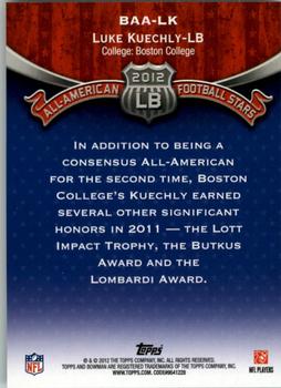 2012 Bowman - All-Americans #BAA-LK Luke Kuechly Back