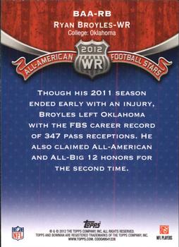 2012 Bowman - All-Americans #BAA-RB Ryan Broyles Back