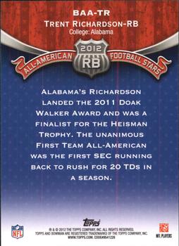 2012 Bowman - All-Americans #BAA-TR Trent Richardson Back