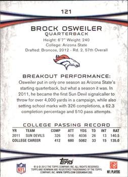 2012 Bowman - Gold #121 Brock Osweiler Back