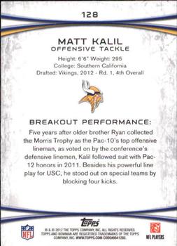 2012 Bowman - Gold #128 Matt Kalil Back
