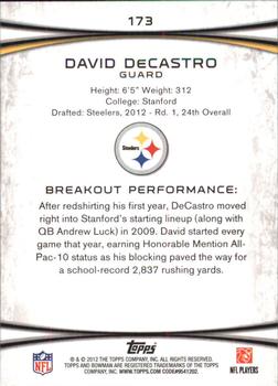 2012 Bowman - Gold #173 David DeCastro Back