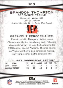 2012 Bowman - Gold #188 Brandon Thompson Back