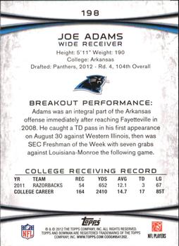 2012 Bowman - Gold #198 Joe Adams Back