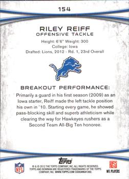 2012 Bowman - Green #154 Riley Reiff Back