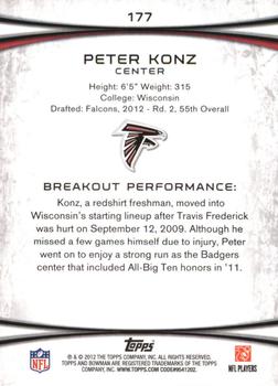 2012 Bowman - Green #177 Peter Konz Back