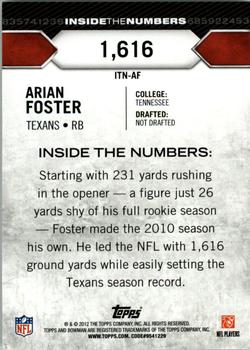 2012 Bowman - Inside the Numbers #ITN-AF Arian Foster Back