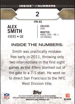 2012 Bowman - Inside the Numbers #ITN-AS Alex Smith  Back