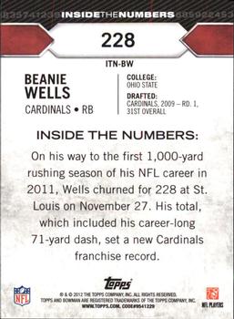 2012 Bowman - Inside the Numbers #ITN-BW Beanie Wells Back