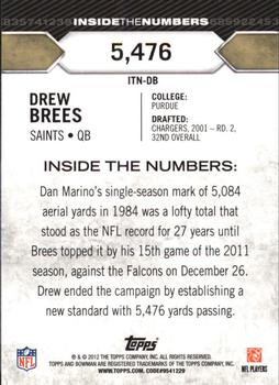 2012 Bowman - Inside the Numbers #ITN-DB Drew Brees Back