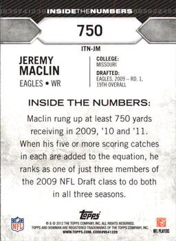 2012 Bowman - Inside the Numbers #ITN-JM Jeremy Maclin Back
