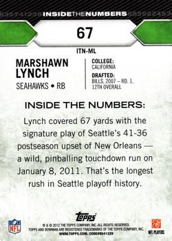 2012 Bowman - Inside the Numbers #ITN-ML Marshawn Lynch Back