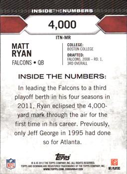 2012 Bowman - Inside the Numbers #ITN-MR Matt Ryan Back