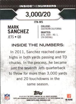 2012 Bowman - Inside the Numbers #ITN-MS Mark Sanchez Back