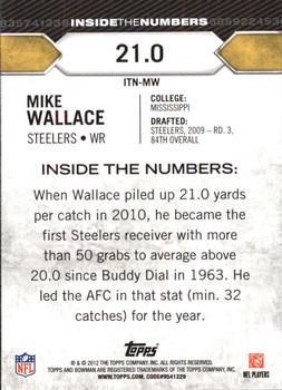 2012 Bowman - Inside the Numbers #ITN-MW Mike Wallace Back