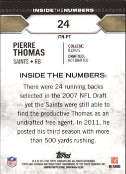 2012 Bowman - Inside the Numbers #ITN-PT Pierre Thomas Back