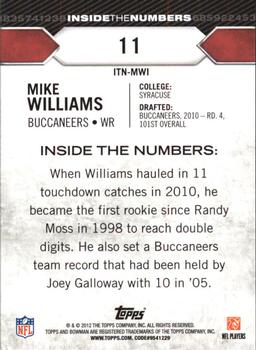 2012 Bowman - Inside the Numbers #ITN-MWI Mike Williams Back