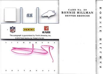 2012 Panini Elite - Rookie Inscriptions Red Ink #29 Ronnie Hillman Back